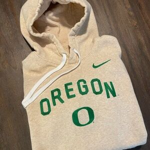 Nike Cream Hoodie with Green Oregon Ducks Logo